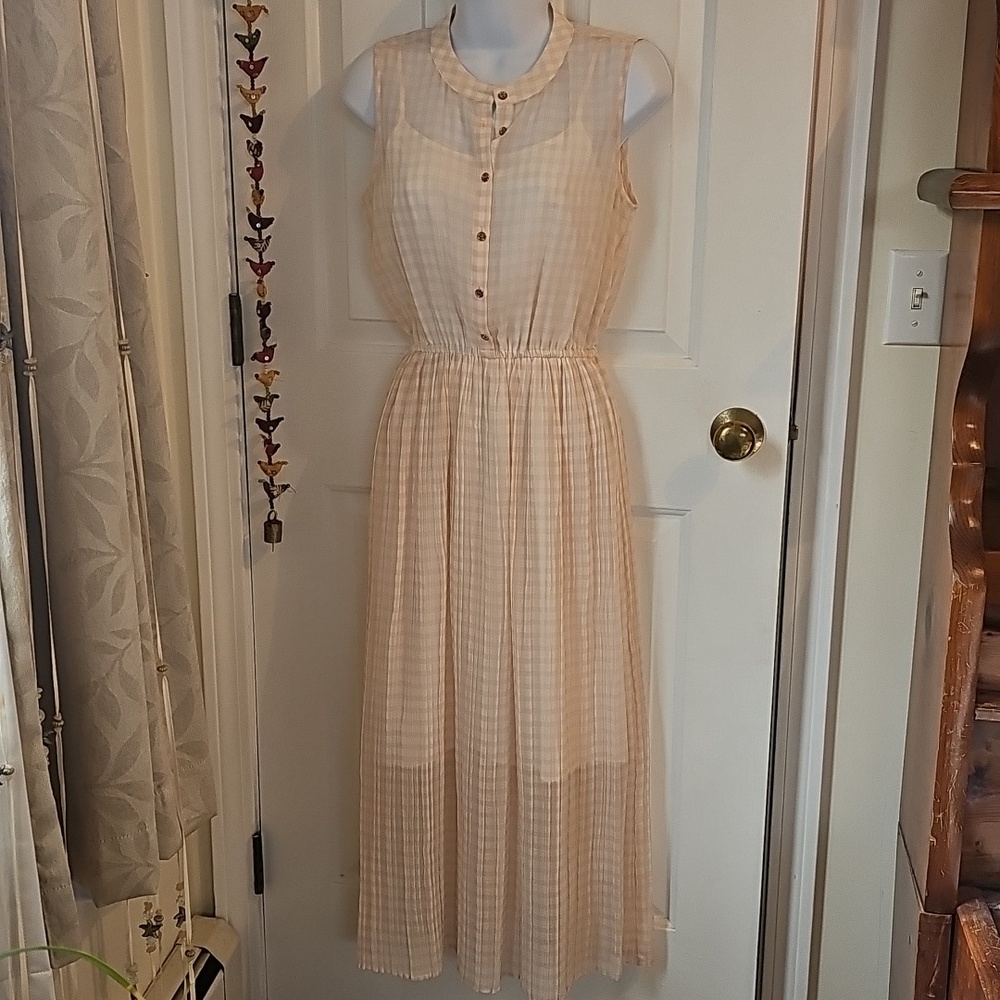 Maison Jules Blush And Cream Sleeveless Maxi Dress Great For Barbie Event